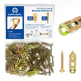 Self Drilling Drywall Anchors with Screws Kit - 100 Pcs Heavy Duty Metal Expansion Anchors for Sheetrock, No Drill Needed, 50lb Rating, 2025 Upgraded Design