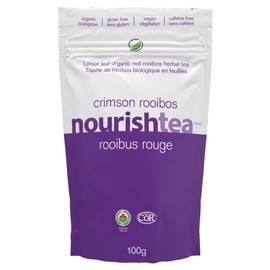 nourishtea - crimson rooibos, organic premium loose leaf tea, caffeine-free, anti-oxidants, serene tranquility and purity, 100g (pack of 1)
