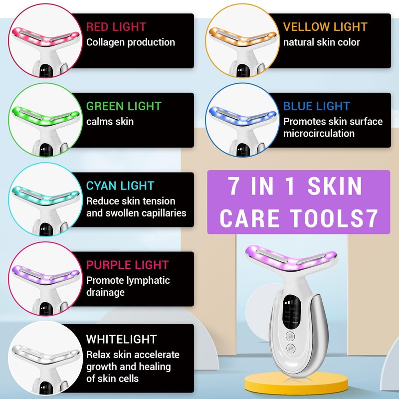 Asheyya Red Light Face Neck Lift, 7-in-1 Led Facial Sculptor
