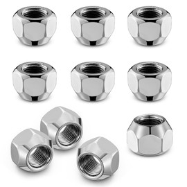 BDFHYK 1/2x20 Wheel Lug Nuts, 10pcs 1/2-20 Lug Nuts OEM Factory Style One-Piece Silver Solid Chrome Open End Finish Lug Nuts 0.82 inch 21mm Hex 0.63 inch 16mm Tall for Trailers Tire Wheel