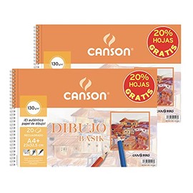 Canson - 2 spiral albums with micro-perforation, A4, 20 sheets, basic drawing, 130 g