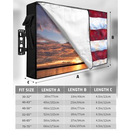 4th of July Patriotic Outdoor TV Cover 30 to 32 Inch, Eagle Blue Red Stars Strips Oil Painting Style TV Screen Protector with Zipper and Pocket Waterproof/Weatherproof 30"L x 19"H Outside Covers