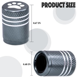 MEAJOO 5PCS Cat Dog Paw Tire Valve Stem Caps, Aluminum Air Caps Cover, with Plastic Liner Corrosion Resistant Leak-Proof, Universal for Cars, SUVs, Bikes, Trucks and Motorcycles (Gray)
