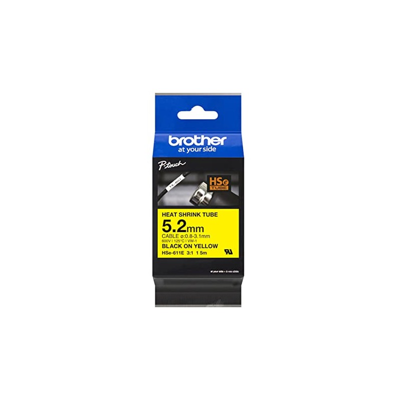 Brother Genuine Pro Tape HSe-611E Heat Shrink Tubing - Black