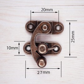 Wiosny 15 Pieces Antique Vintage Lock with 60 Screws Jewelry Box Hardware Thickened Horn Lock Clasp Arm Latch Size 27 x 25 x 8mm (Red Copper Color/Left Latch Hook Hasp)