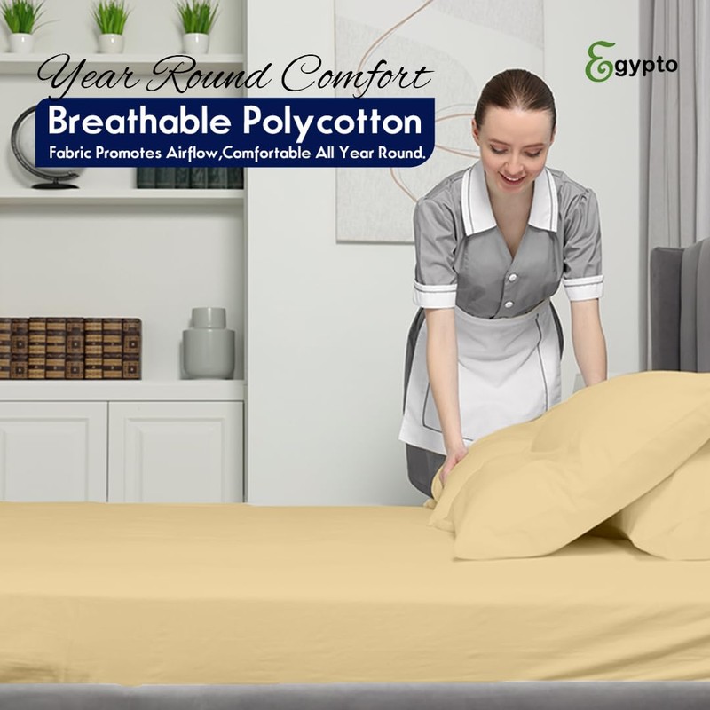 Egypto Double Fitted Sheet – Soft & Breathable 10" Deep