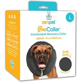 ZenPet Protective Inflatable Recovery Collar for Dogs and Cats - Soft Pet Collar Does Not Block Vision E-Collar - Designed to Prevent Pets from Touching Stitches, Wounds and Rashes (Large)