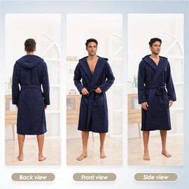 FG FEAYIGUDIM Terry Cloth Mens Robe,Soft Towel Bathrobe,Short House Shawl Collar Spa Coat with Pocket, Blue, 5X-Large-6X-Large Big Tall