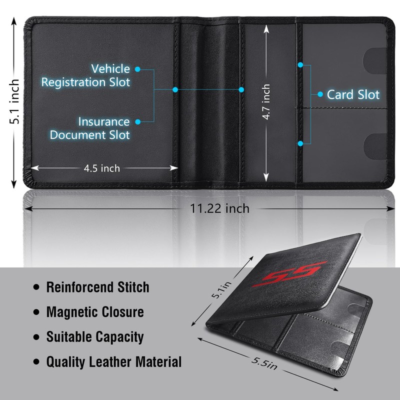 Leather Car Registration and Insurance Cards Holder Compatible with Chevy