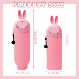 PLNVNVP Kawaii Federmäppchen, Labu 2 in 1 aus welchem Silicon Tischstifthalter, Reißverschluss, Stiftetasche Buntstifte Marker Büro Uni niedlicher Schulbedarf, Cartoon Mädchen