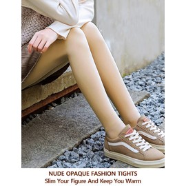 VERO MONTE 1 Pair Opaque Fleece Lined Tights For Women Fashion Pantyhose (NUDE)