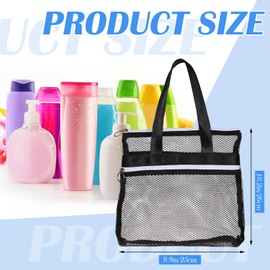 Black Mesh Shower Bag, Portable Shower Tote Quick Dry Shower Caddy with Zipper and 2 Pockets Mesh Beach Bag Lightweight Organizer Mesh Shower Caddy,Toiletry for Travel Gym Beach Swimming Toiletry Bag