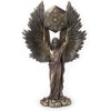 Resin Statues Bronzed Seraphim Six Winged Guardian Angel with Sword