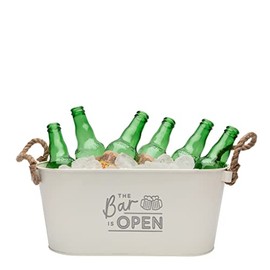 The Bar is Open Metal Ice Bucket - Home Bar Accessories Decor - Father’s Day Gift for Dad - Metal Drinks Bucket - Birthday Gifts for Him