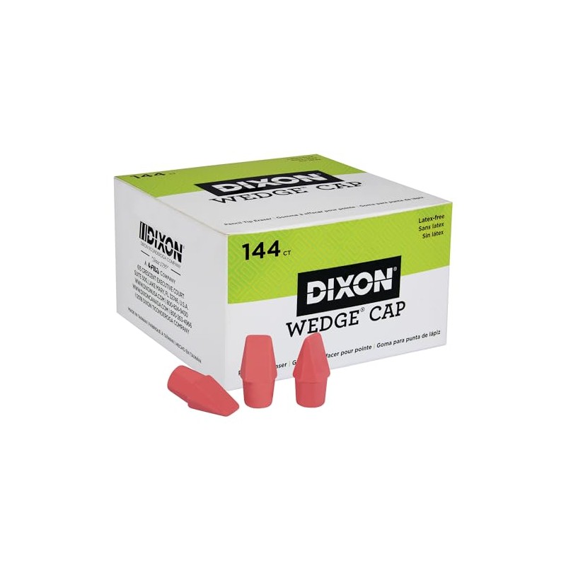 Dixon Pencil Top Cap Erasers, Pink, 144-Count (34500)