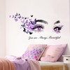MagiMural Beautiful Eyelash Eyes Wall Stickers, Purple Flying Butterfly Peel