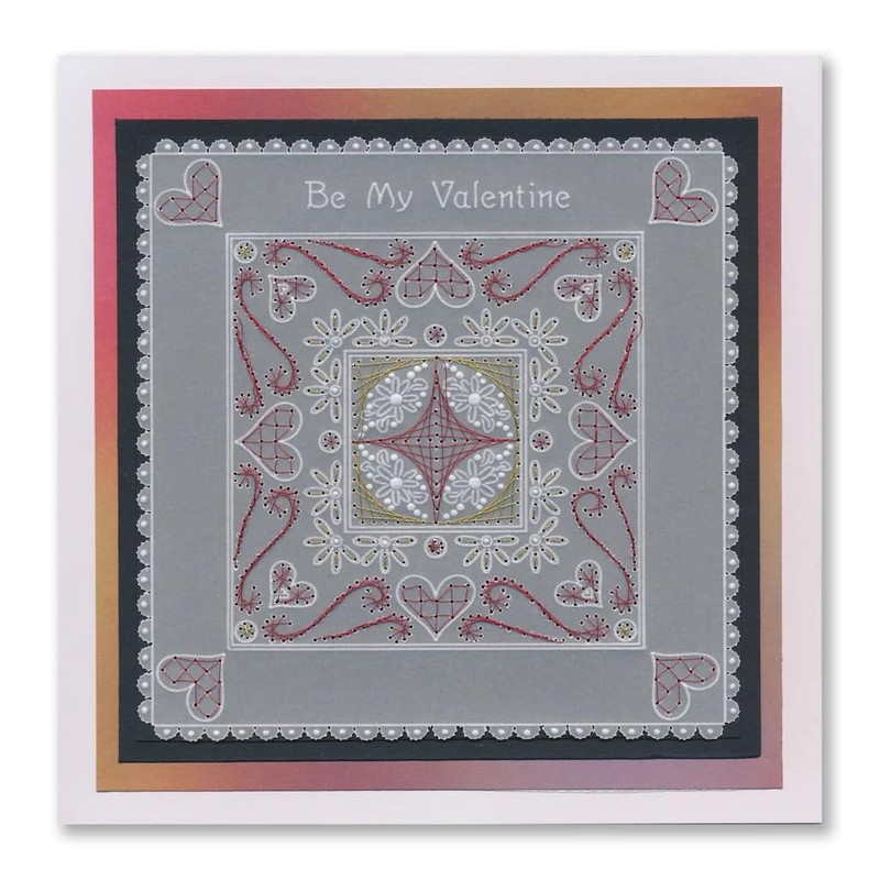 Clarity Stamps Tina's Hearts & Swirls Embroidery Parchlet A6 Square