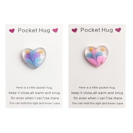 Pack of 2 Pocket Hug Heart Lucky Charm Heart Pocket Hug Small Gift for Women Encouragement Gifts Comfort Gifts Pocket Hug Positive Gifts Get Well Gifts for Family Friends