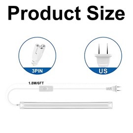 T5 T8 LED Light Plug Extension Cord with On/Off Switch - 6FT/1.8M Power Cable for Integrated Tube Fixtures, Shop Lights, Garage, Under Cabinet (4-Pack)