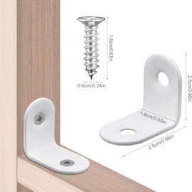 ZUJIACUN 20Pcs L Bracket Corner Brace, White 90 Degree Bracket, Small Right Angle Bracket, Shelf Support Stainless Steel Metal Corner L Bracket Shelf Support Furniture Chair Table Window Corner