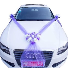 Wisafory Car Decoration Wedding Heart Shaped Rose Car Garland Romantic Bride Couple Wedding Car Decoration Car Flower Decoration for Wedding Celebration Valentine's Day Party Bridal Car Decoration