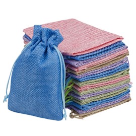 Yorgewd Pack of 20 Jute Bags with Drawstring, 10 x 14 cm Natural Bags Jute Gift Bags for Jewellery Wedding Souvenirs and Crafts