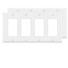4-Gang Switch Outlet Wall Plate Cover Decorator Electrical Faceplate for Light Switch, Smart Switch, Receptacle, Dimmers, USB Outlet, GFCI, White (2-Pack)