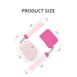 WESTBRONCO Mini Keychain Wristlet Wallets for Women Portable Dual Pouch Wristlet Detachable Quilted Nylon Coin Purse Pocket for Travel Sports Outdoors (Pink)
