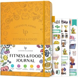 Legend Fitness & Food Journal – Nutrition & Workout Planner with Exercise Calendar & Nutrient Tracker – Gym Training & Diet Log Book for Women & Men – Lasts 3 Months, 7.5”x10” (Amber Yellow)