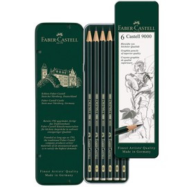 FABER-CASTELL 119063 Set of 6 Castell 9000 Graphite Pencils in Case