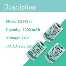 ysywahbydy (20 Pack) LS14250 3.6V 1200mAh C 1/2 AA Lithium-Thionyl Chloride Battery for LS 14250 3.6 Volt Lithium Battery for LS14250 1/2 AA 3.6v Lithium Battery