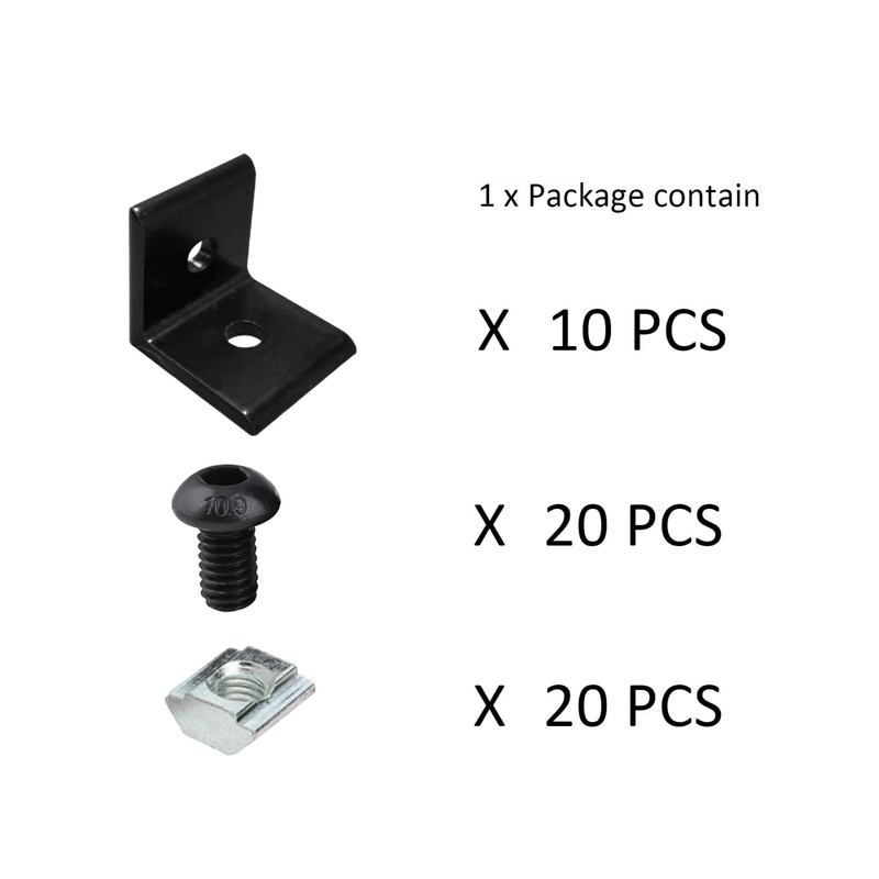FORRCKY 10Sets 1010, 10 Series Aluminum Extruded Profile Black Connector