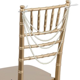 OTGMGCB Pearl Wedding Chair Decor, Pearl Beaded Chair Back Garland Sash, Pearl Decorations for Party and Wedding (White)
