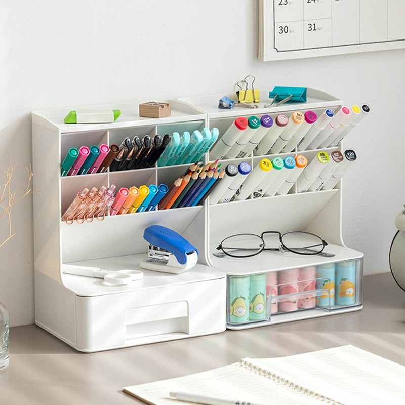 Storage Box Oblique Plug in Design Large Capacity Plastic Pen