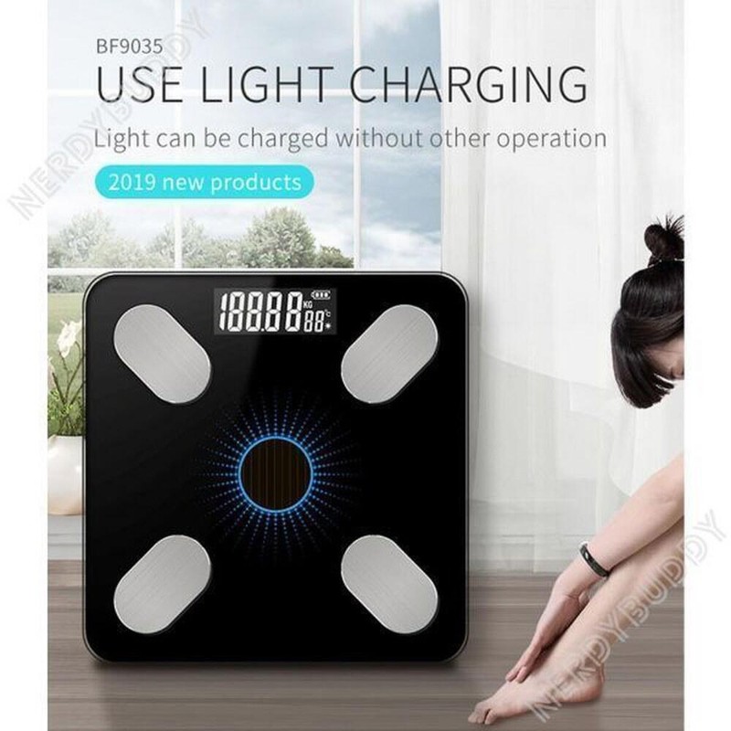 Tooniverse 체중계 전자 측정기 태양열 블루투스 균형 충전 체중 [비취골드