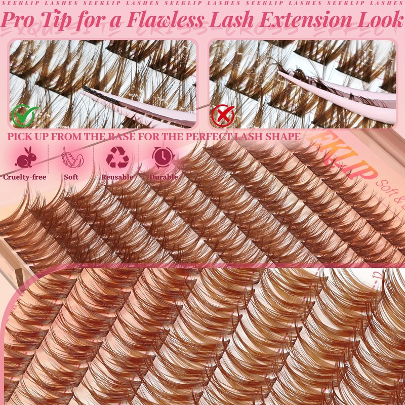Brown Lashes Clusters Wispy Eyelash Clusters Natural Look (Drifter Brown)