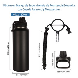 Volhoply Insulated Water Bottles Bulk 4 Pack, 40 oz Stainless Steel Sports Bottle with Paracord Handle & Spout Lid, Double Walled Vacuum Water Cups with Wide Mouth, Reusable Waterbottle(Mix,4 Set)