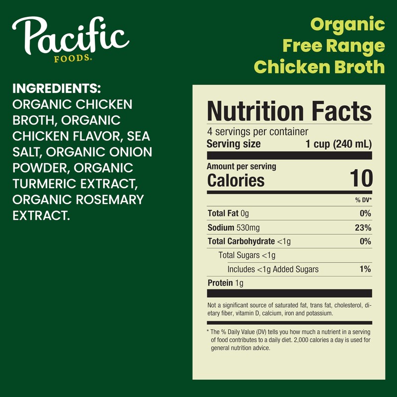 Pacific Foods Organic Free-Range Chicken Broth, 8 oz Carton (24