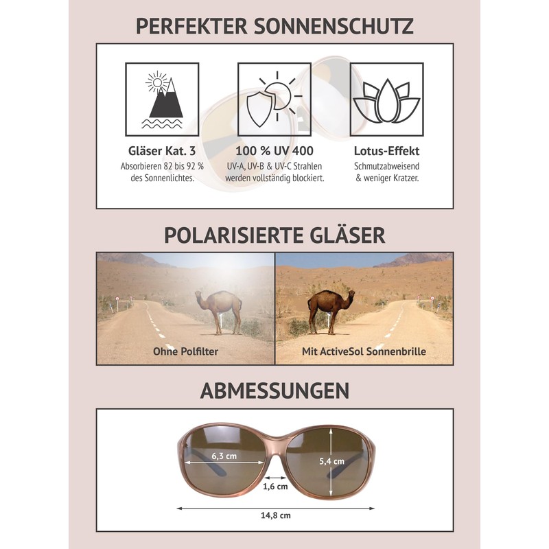 ActiveSol Mega Women's UV Protection Polarized Over Sunglasses, rosé