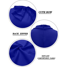 LAGSHIAN Women Fashion Peplum Bodycon Short Sleeve Bow Club Ruffle Pencil Party Dress Royal Blue