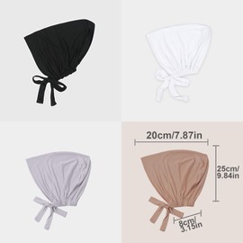 SKHAOVS Pack of 4 Women's Hijab Hijab Headscarf Breathable Hijab Lace Hijab Adjustable Hijab Plain Hijab Turban Women's Muslim Hijab Cap Sleep Cap Cotton Hijab for Women, Pack of 4