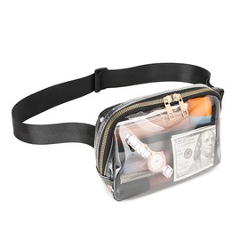Clear Bag for Stadium Events, Clear Fanny Pack with Adjustable Strap, Clear Crossbody Bags for Women Men, Clear Belt Bag for Concerts Sports Travelling Hiking Running(Back)
