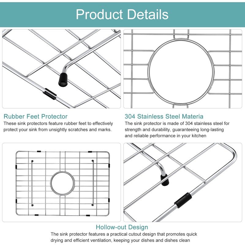 KINKIB Stainless Kitchen Sink Protector - 22" x 16" with