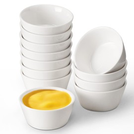 Meideal Porcelain Dipping Bowls Set, 12 Pack Ceramic Soy Sauce Dish, 2.7 Oz White Small Dip Bowl, Mini Serving Bowl for Side Dishes, Ketchup, Appetizer, Soy, Sushi, BBQ Party, Condiment (Round)