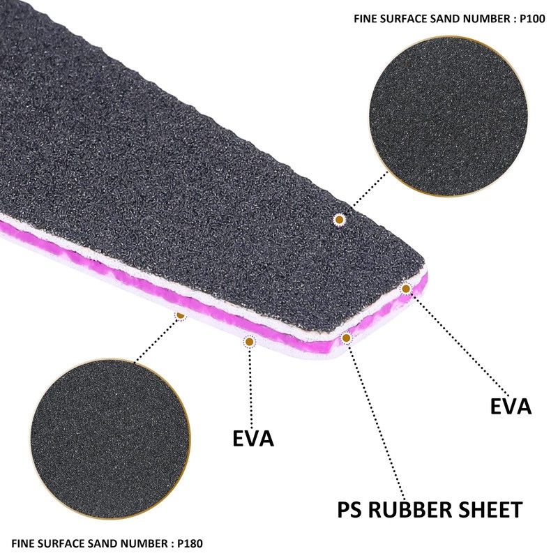 Nail Files, Professional Nail File,12PC 100/180 Grit Double-Sided Emery Board