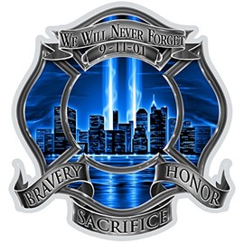 Collectible Firefighter Decals (12in), Share Your Support with Our 911 Firefighter Blue Skies We Will Never Forget Stickers for Your Home, Car, Cases and More, Souvenir Gifts for Firefighter
