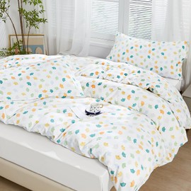 SAPHREAS Twin Autumn Colorful Ginkgo Leaves Duvet Cover Sets Soft Microfiber Bedding Set with Zipper Closure 8 Ties White Comforter Set 2PCS 1 Duvet Cover 1 Pillowsham