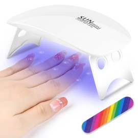 URAQT Mini UV Lamp for Gel Nails, USB Portable LED Nail Lamp, 60s/120s Timer, Nail Dryer Lamp with 6 LED Lamps, with Nail File, Nail Tools for Dryer Fingernails and Toenails (White)