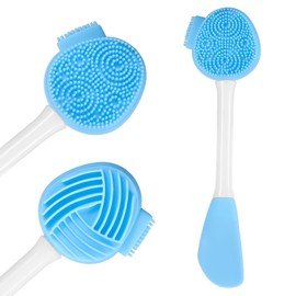 Silicone Face Scrubber, Blue Cleansing Face Scrubber Facial Mask Brush Exfoliating Lip Brush Facial Cleansing Brushes Faces Exfoliator Scrubbers Skin Care Tool for Women Removal Blackheads Whiteheads