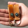 GLEOLE Concho Keychain, Genuine Leather, Made in Japan, Key Ring,